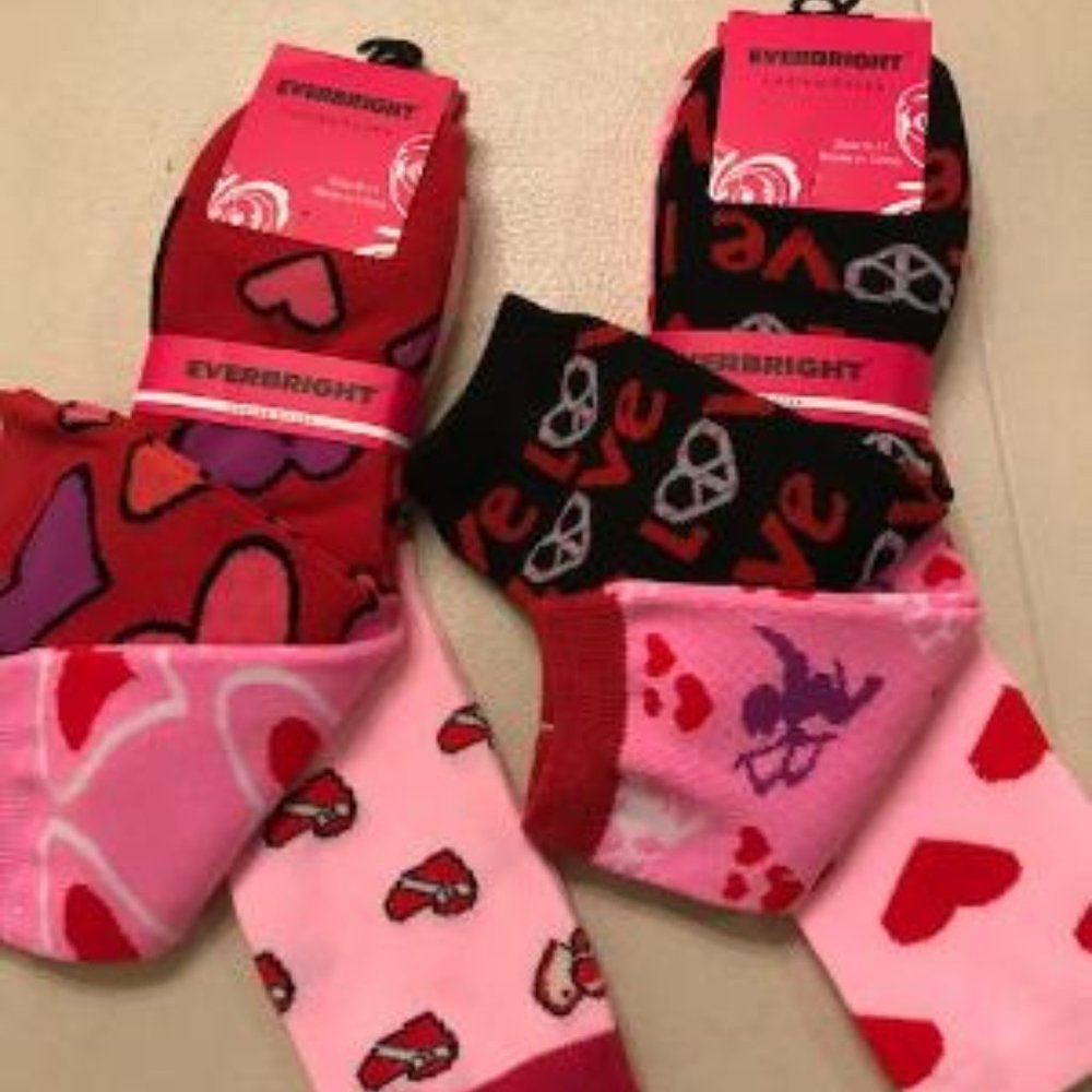 Valentine Socks Ladies 9-11 6pr